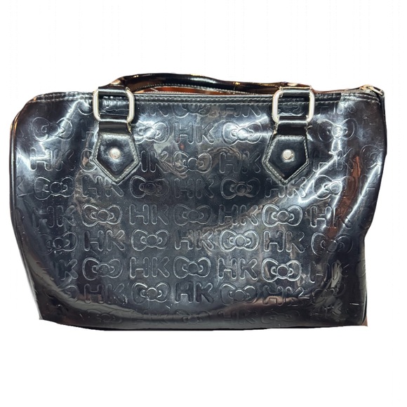 Hello Kitty Glossy Black Embossed Hand Bag - Picture 2 of 4